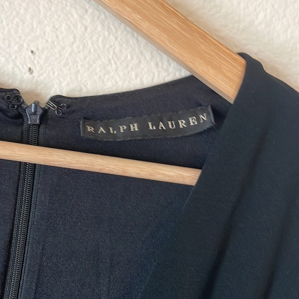 Ralph Lauren Black Label Women’s Faux Wrap V-Neck Knee Length Dress LBD Size 10 - Picture 4 of 7